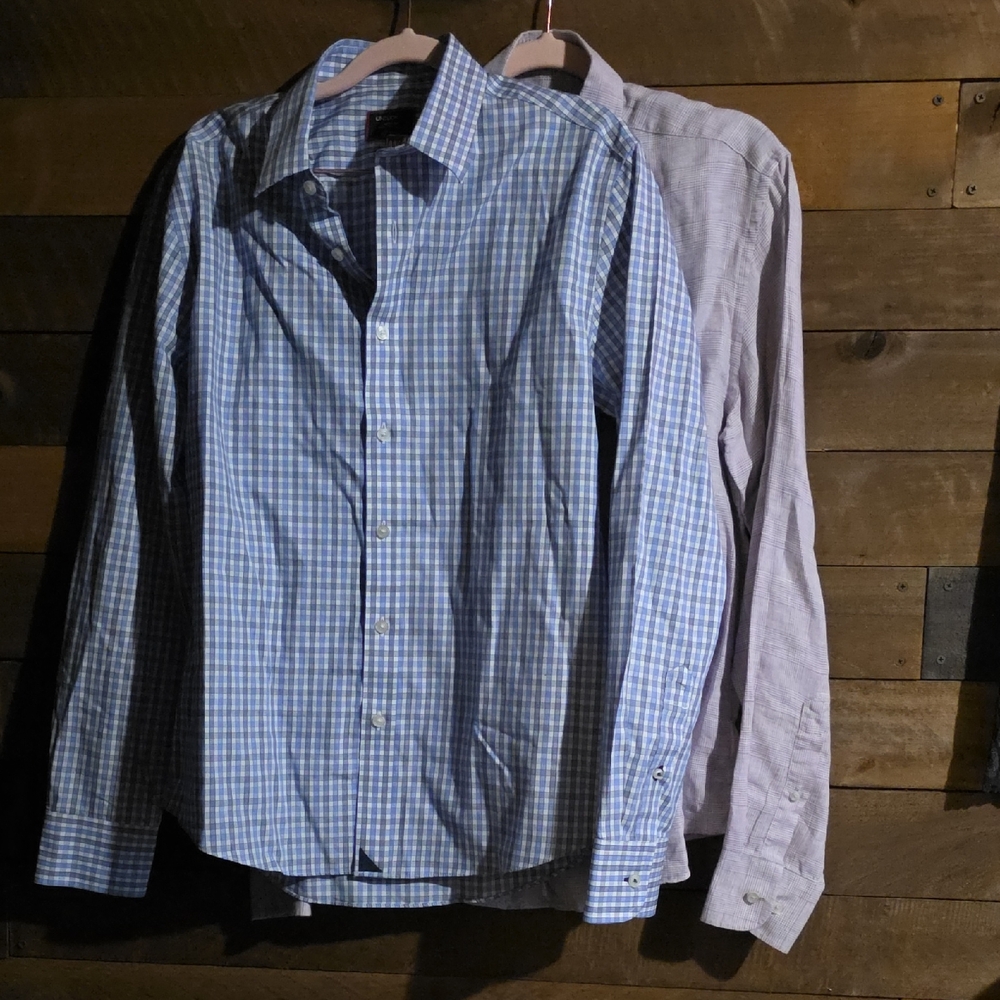 UNTUCKit Blue and White Plaid Shirt